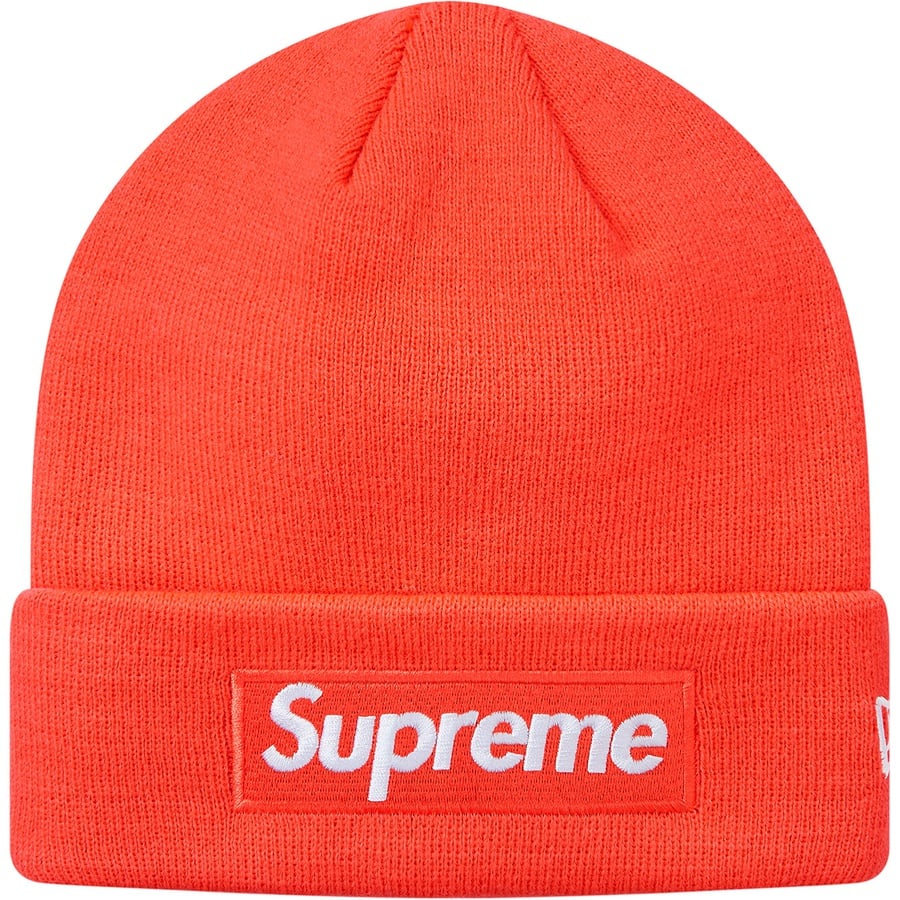 Details on New Era Box Logo Beanie Bright Coral from fall winter
                                                    2018 (Price is $38)