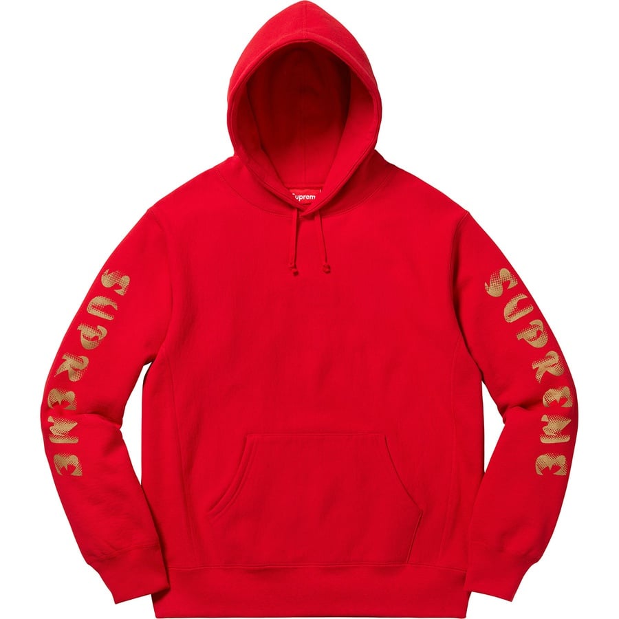 Details on Gradient Sleeve Hooded Sweatshirt Red from fall winter
                                                    2018 (Price is $158)