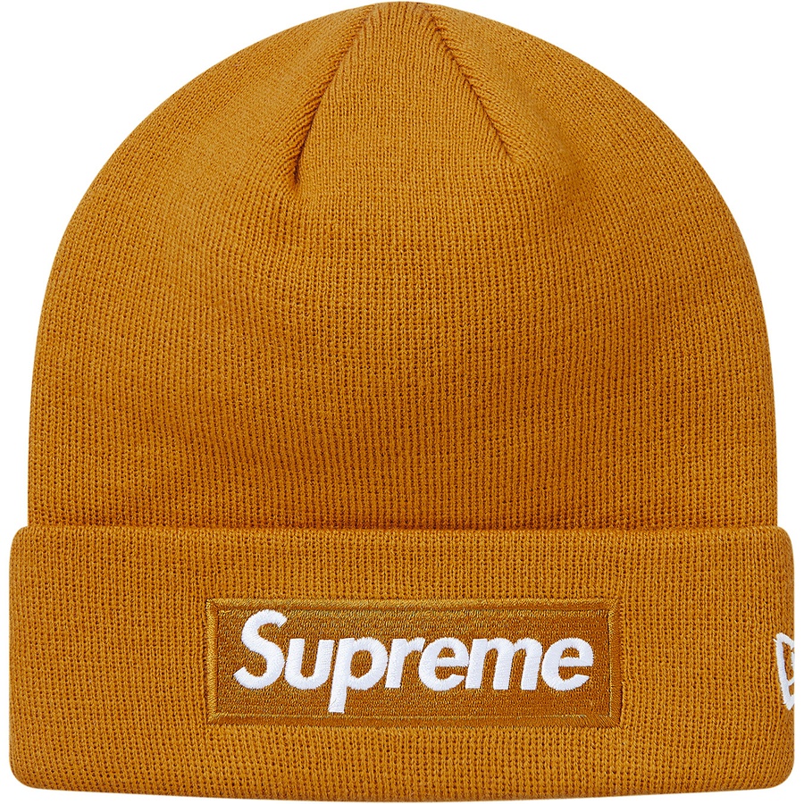 Details on New Era Box Logo Beanie Mustard from fall winter 2018 (Price is $38)