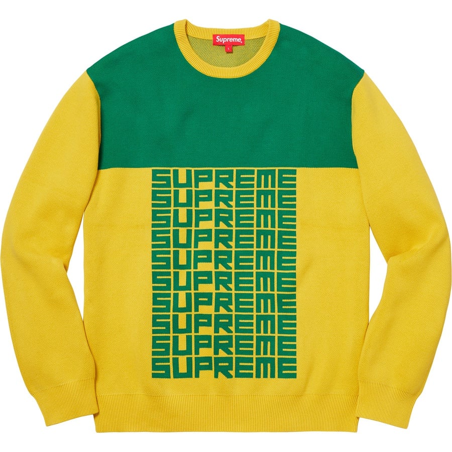 Details on Logo Repeat Sweater Yellow from fall winter
                                                    2018 (Price is $148)