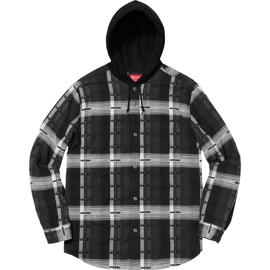 Details on Hooded Jacquard Flannel Shirt Black from fall winter
                                                    2018 (Price is $138)