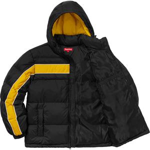 supreme stripe panel down jacket black
