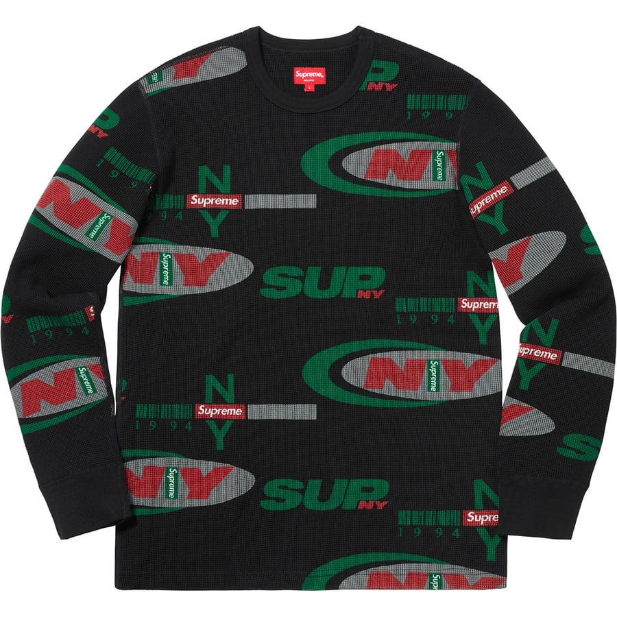 Details on Supreme NY Waffle Thermal Black from fall winter 2018 (Price is $110)
