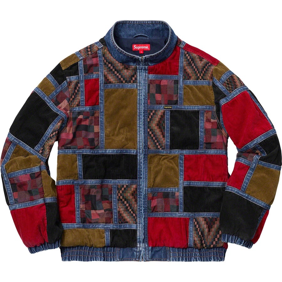 Details on Corduroy Patchwork Denim Jacket Washed Blue from fall winter
                                                    2018 (Price is $238)