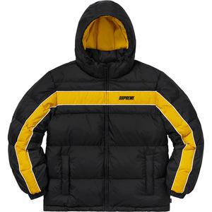 supreme stripe panel down jacket black