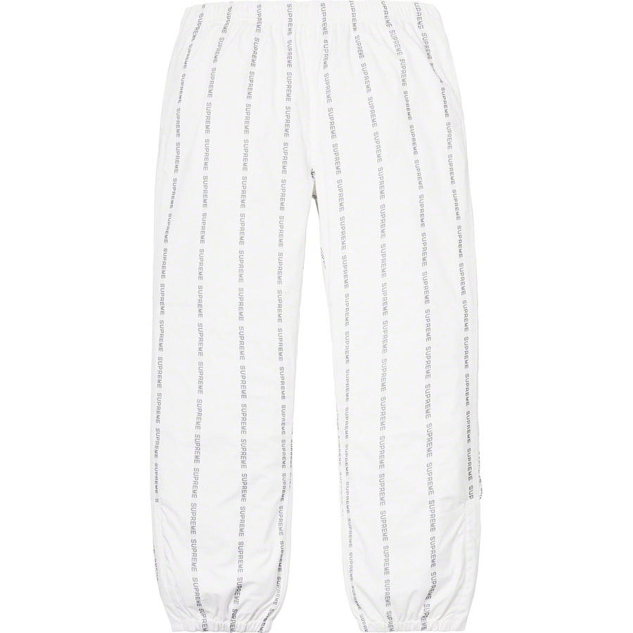 Details on Reflective Text Track Pant White from fall winter 2018 (Price is $148)