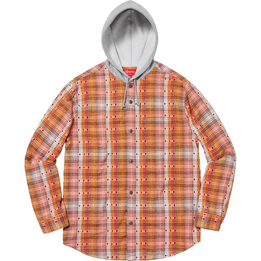 Details on Hooded Jacquard Flannel Shirt Orange from fall winter 2018 (Price is $138)