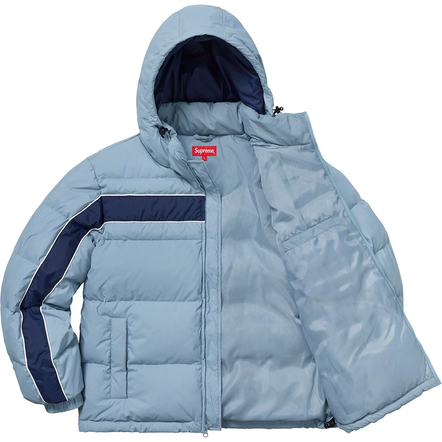 Details on Stripe Panel Down Jacket Light Blue from fall winter
                                                    2018 (Price is $258)