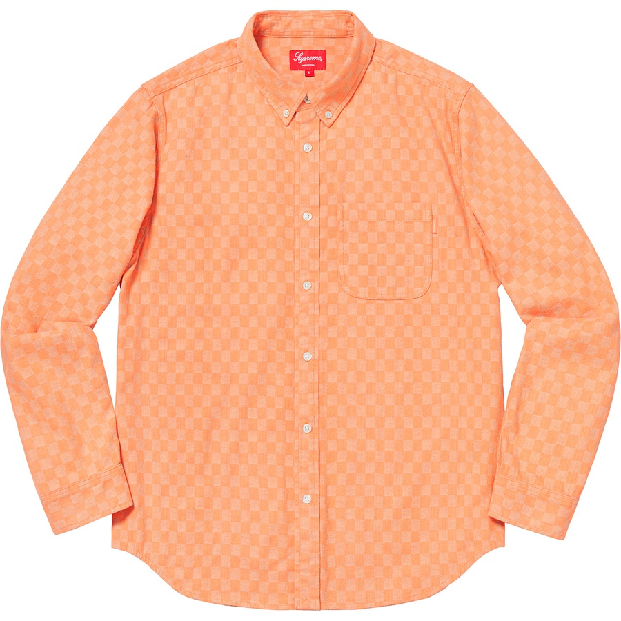Details on Checkered Denim Shirt Peach from fall winter
                                                    2018 (Price is $138)
