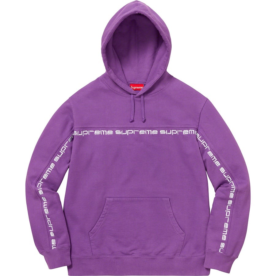 Details on Text Stripe Hooded Sweatshirt Violet from fall winter 2018 (Price is $148)