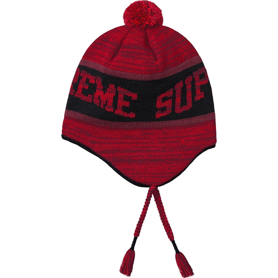 Details on Heathered Earflap Beanie Red from fall winter 2018 (Price is $40)