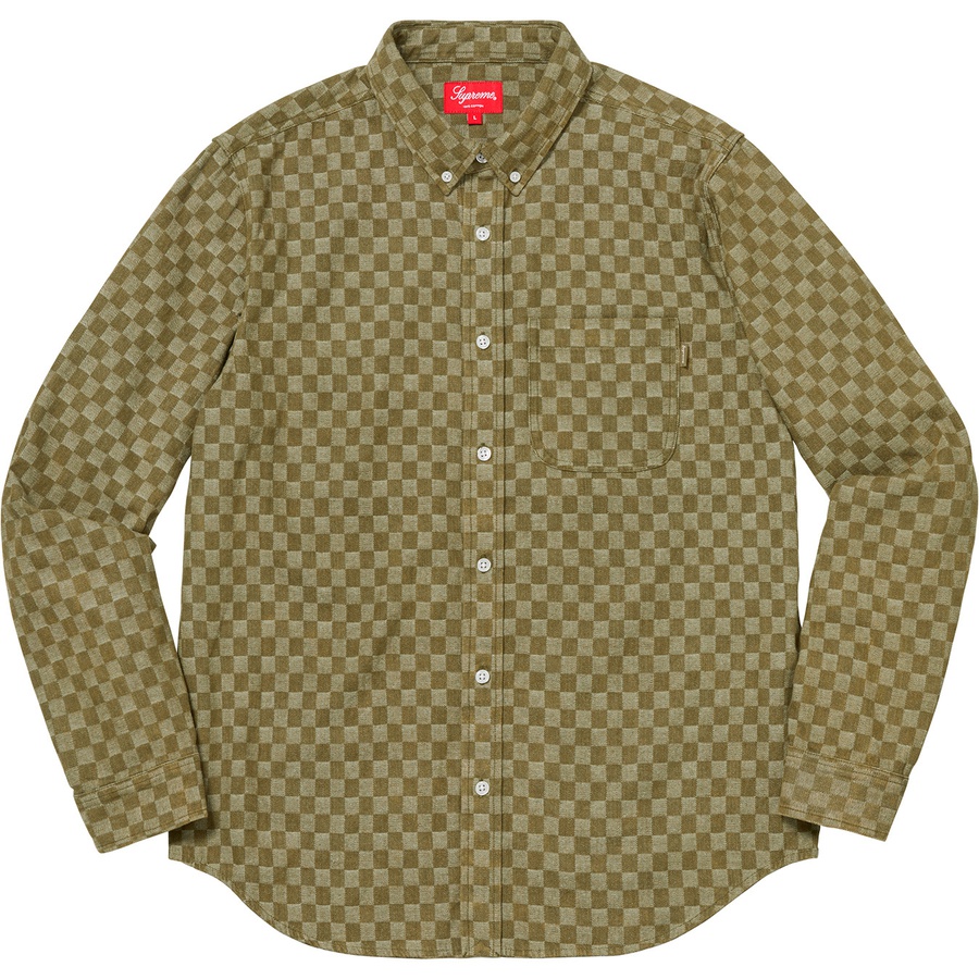 Details on Checkered Denim Shirt Olive from fall winter
                                                    2018 (Price is $138)