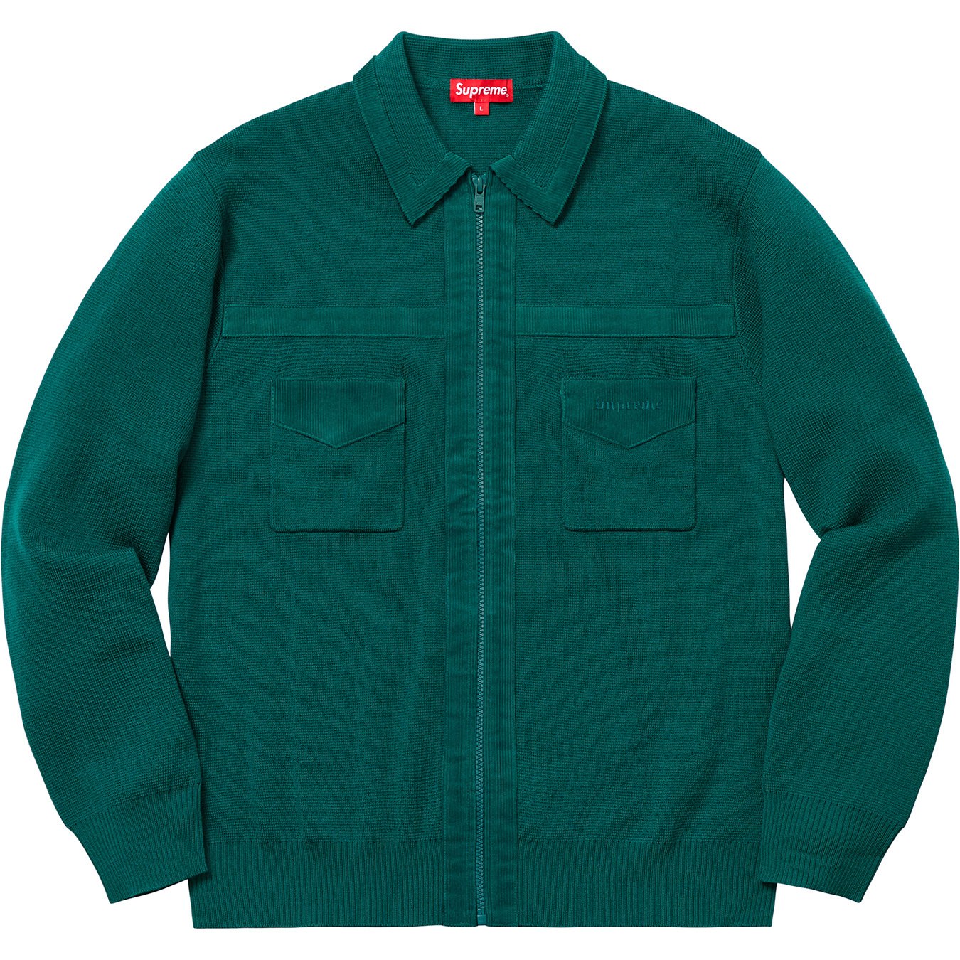 supreme Corduroy Detailed Zip Up Sweater