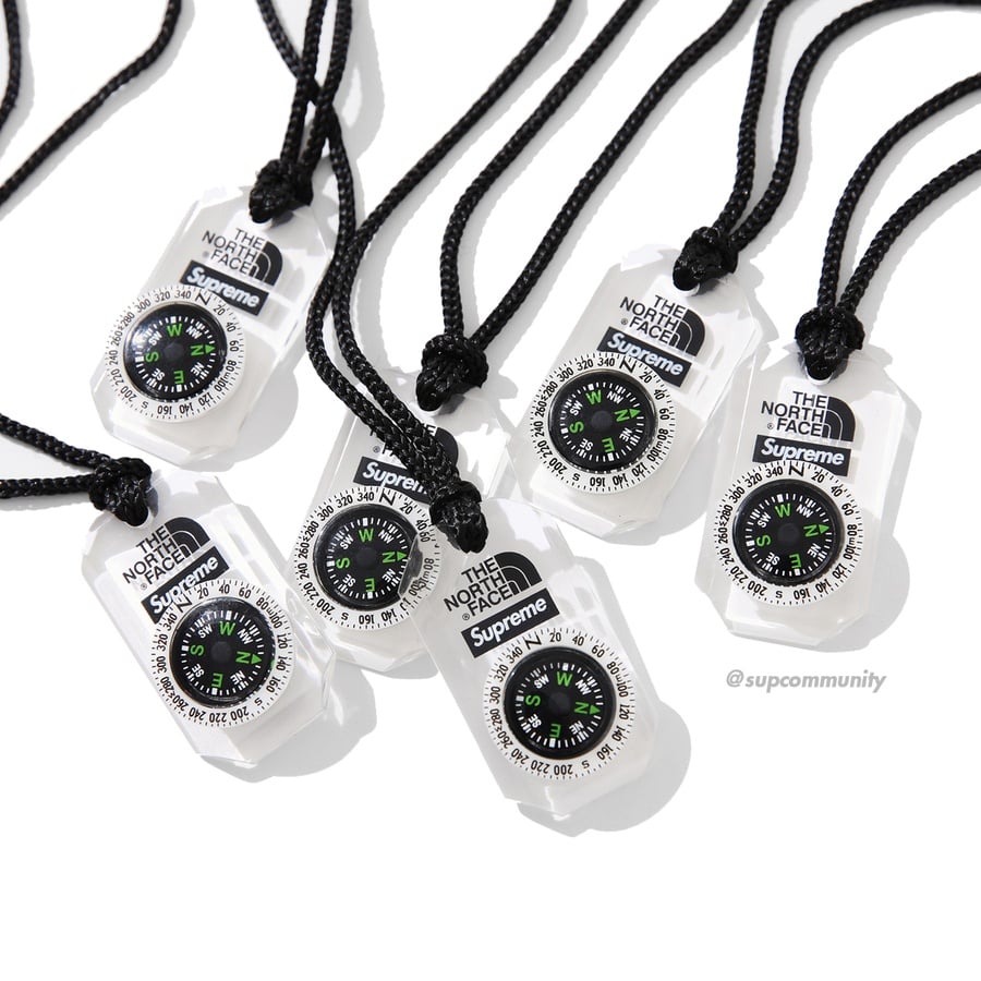 Details on Supreme The North Face Compass Necklace from fall winter
                                            2018 (Price is $22)