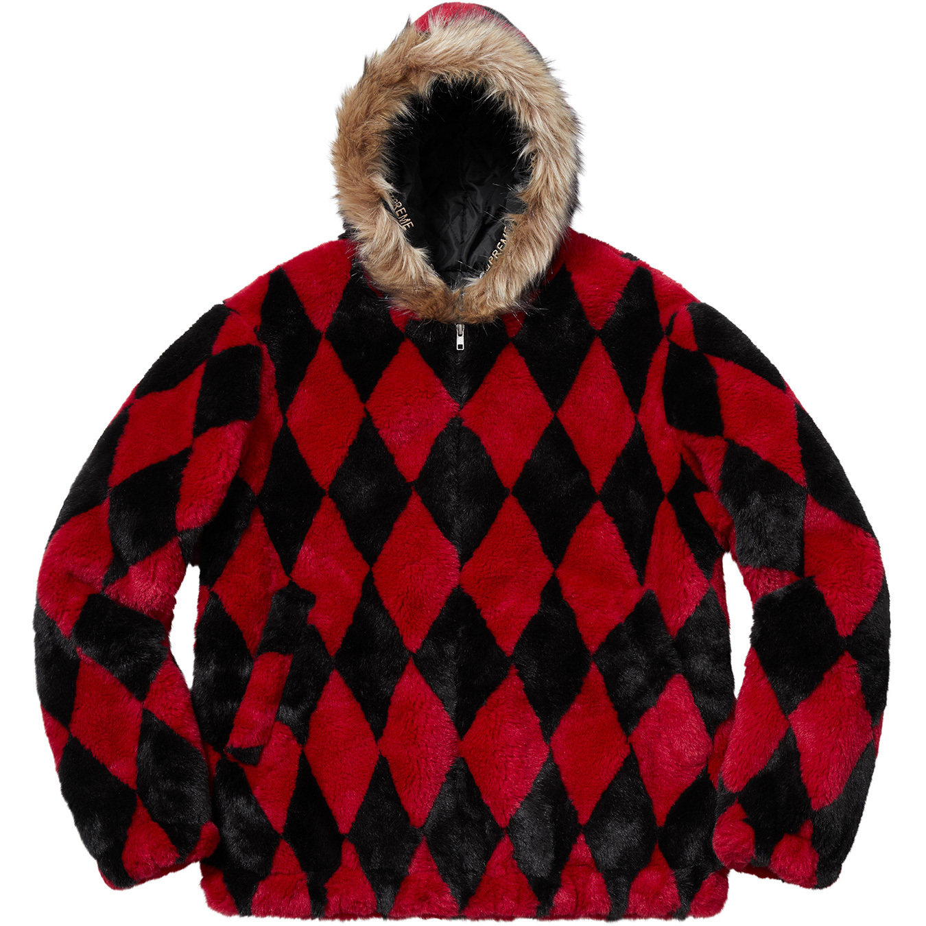 Supreme Diamond Faux Fur Jacket Red M-