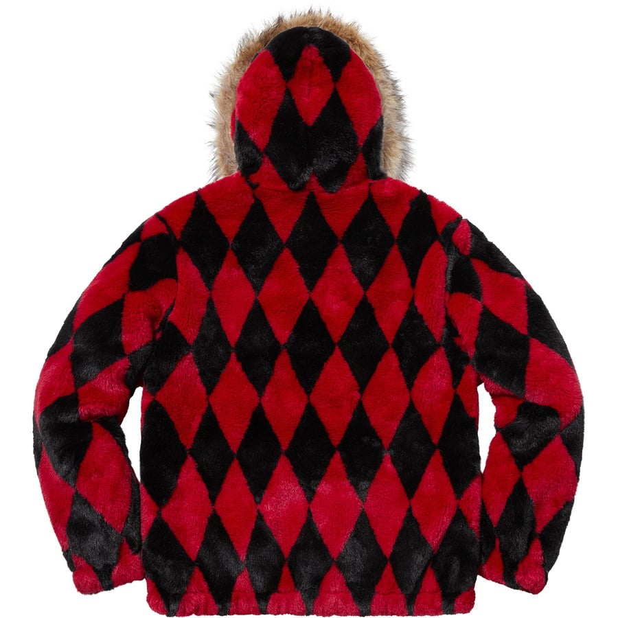 Details on Diamond Faux Fur Jacket Red from fall winter
                                                    2018 (Price is $398)