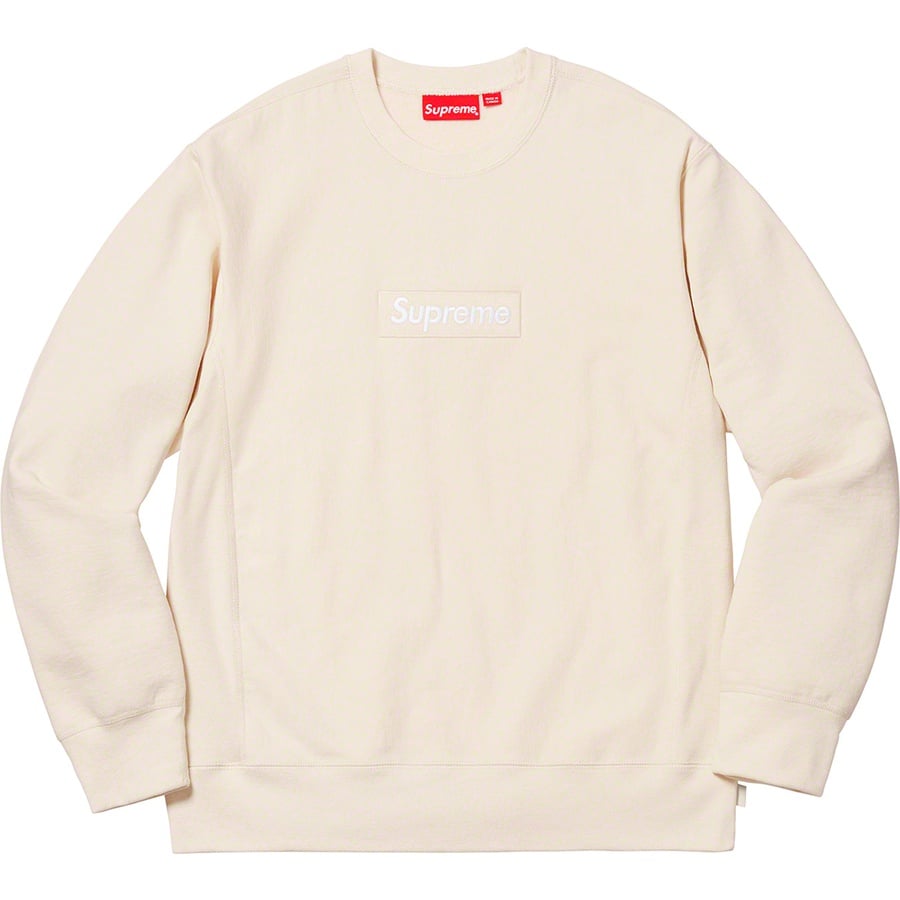 Details on Box Logo Crewneck Natural from fall winter
                                                    2018 (Price is $158)