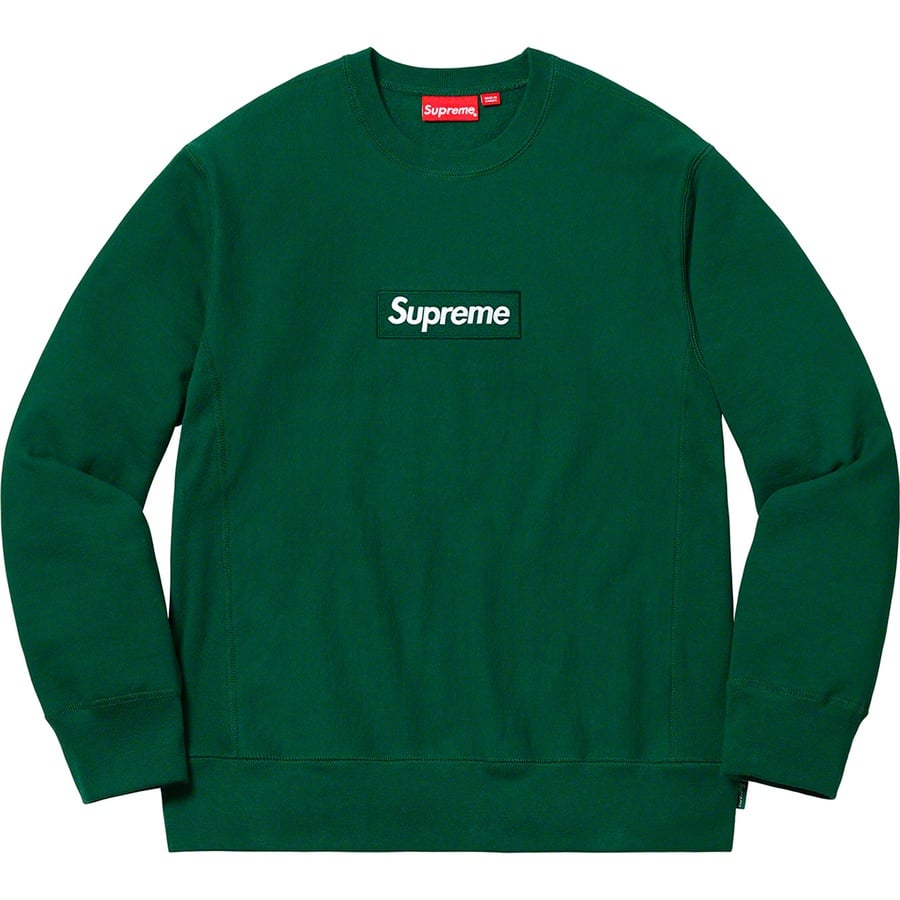 Details on Box Logo Crewneck Dark Green from fall winter
                                                    2018 (Price is $158)