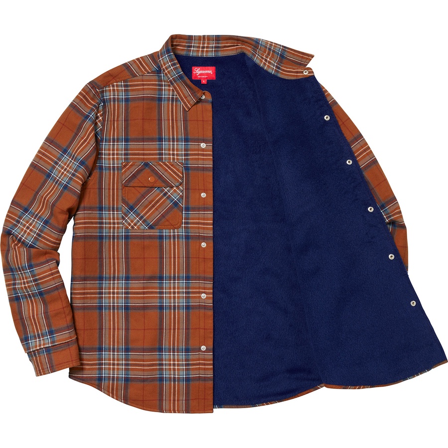 Details on Pile Lined Plaid Flannel Shirt Rust from fall winter 2018 (Price is $138)
