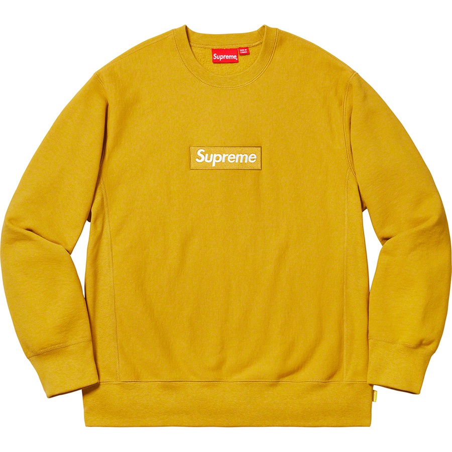Details on Box Logo Crewneck Mustard from fall winter
                                                    2018 (Price is $158)