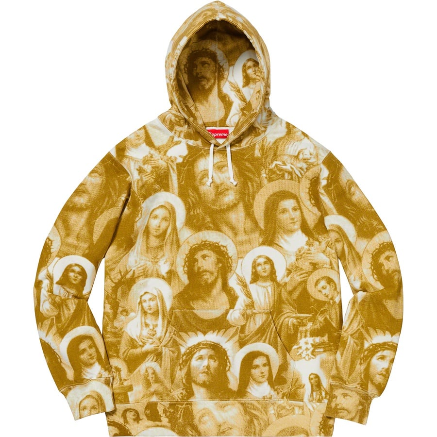 Details on Jesus and Mary Hooded Sweatshirt Gold from fall winter
                                                    2018 (Price is $178)