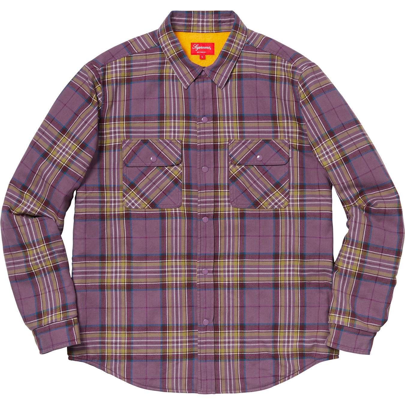 Supreme Pile Lined Plaid Flannel Shirt Dusty Purple Men's - FW18 - US