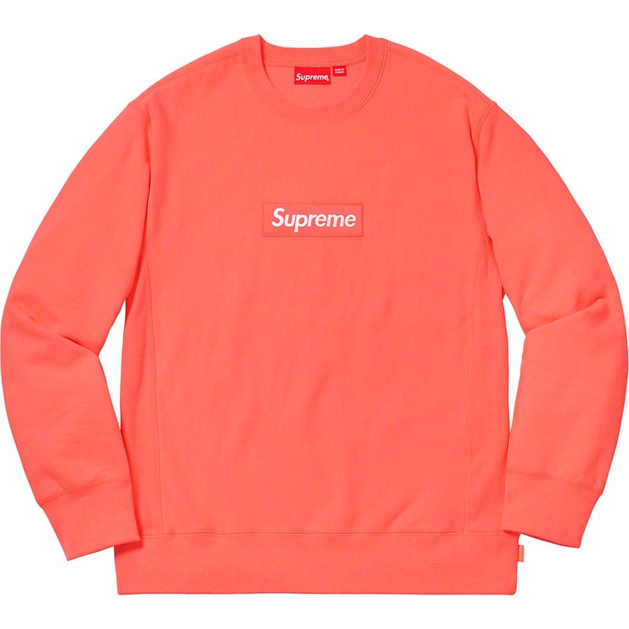 Details on Box Logo Crewneck Fluorescent Pink from fall winter
                                                    2018 (Price is $158)