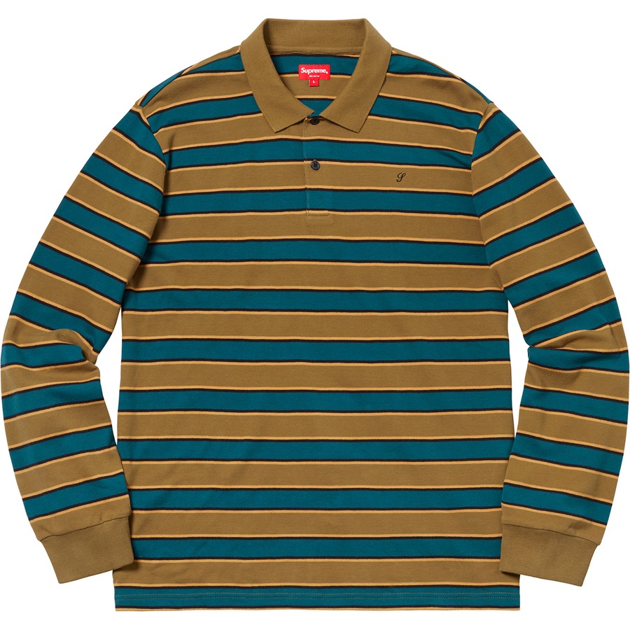 Details on Striped L S Polo Gold from fall winter 2018 (Price is $110)