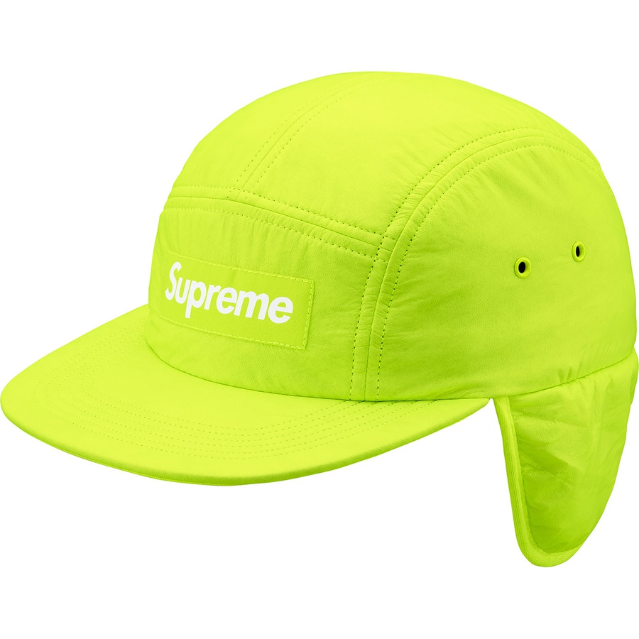 Details on PrimaLoft Earflap Camp Cap Fluorescent Yellow from fall winter
                                                    2018 (Price is $60)