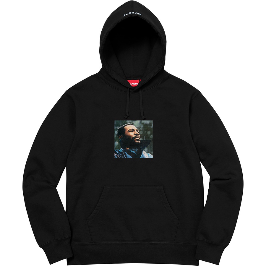 Details on Marvin Gaye Hooded Sweatshirt Black from fall winter 2018 (Price is $178)