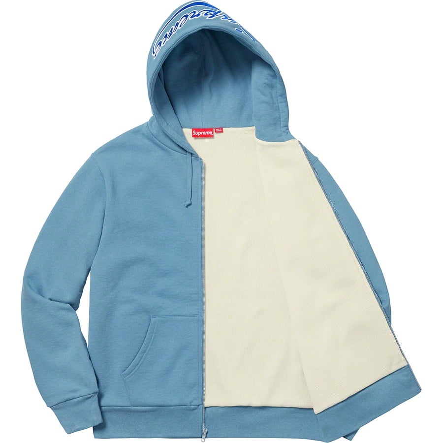 Details on Thermal Zip Up Sweatshirt Dusty Blue from fall winter 2018 (Price is $198)