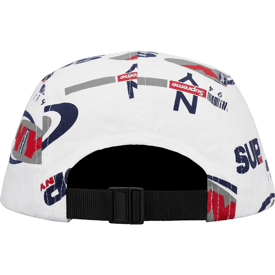 Details on Supreme NY Camp Cap White from fall winter 2018 (Price is $48)
