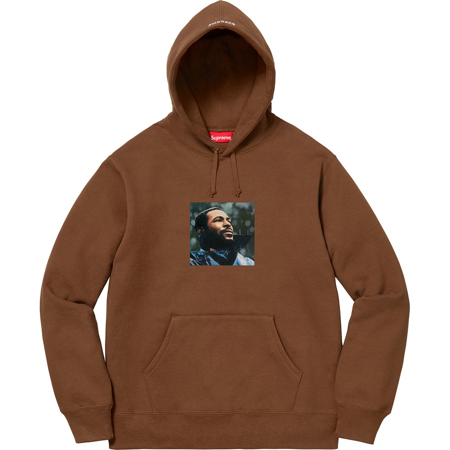 Details on Marvin Gaye Hooded Sweatshirt Brown from fall winter 2018 (Price is $178)