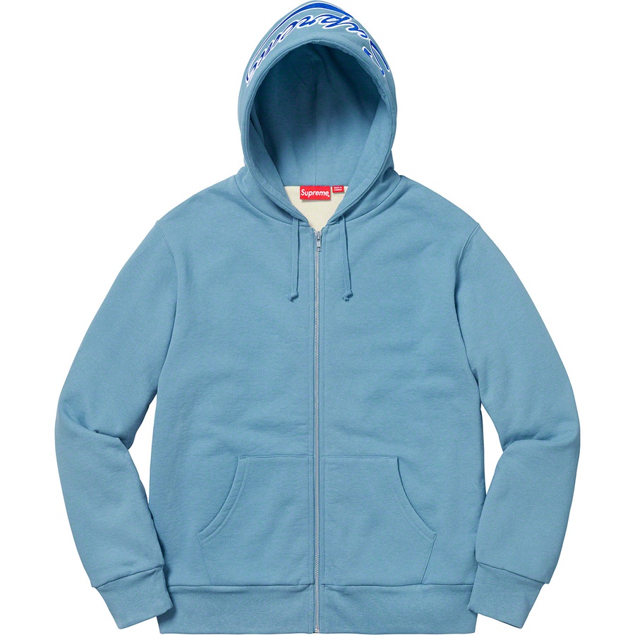 Details on Thermal Zip Up Sweatshirt Dusty Blue from fall winter 2018 (Price is $198)