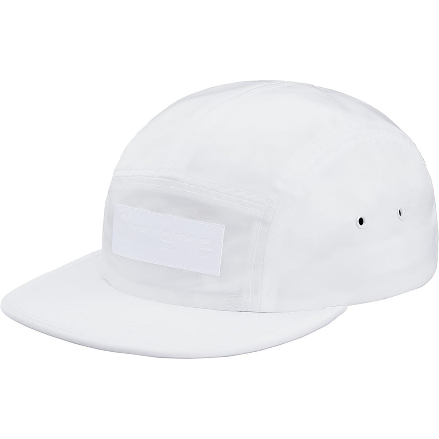 Details on Patent Leather Patch Camp Cap White from fall winter
                                                    2018 (Price is $48)