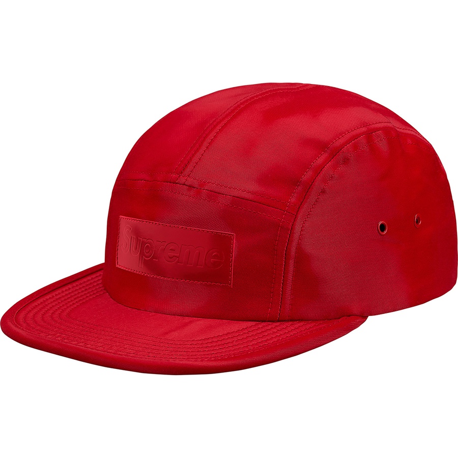 Details on Patent Leather Patch Camp Cap Red from fall winter 2018 (Price is $48)