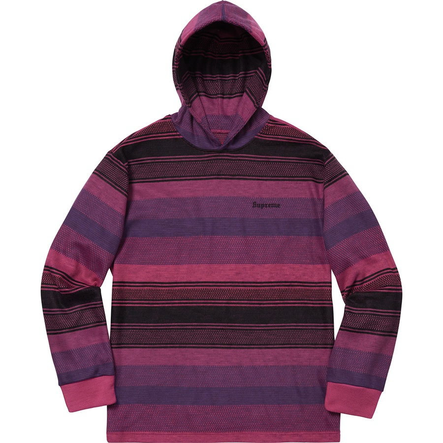 Details on Knit Stripe Hooded L S Top Pink from fall winter 2018 (Price is $138)