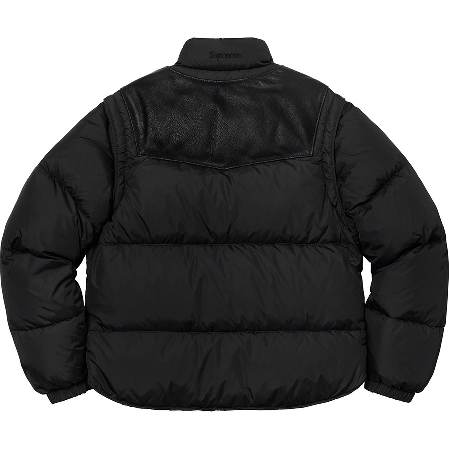 Details on Supreme Schott Down Leather Vest Puffy Jacket Black from fall winter
                                                    2018 (Price is $628)