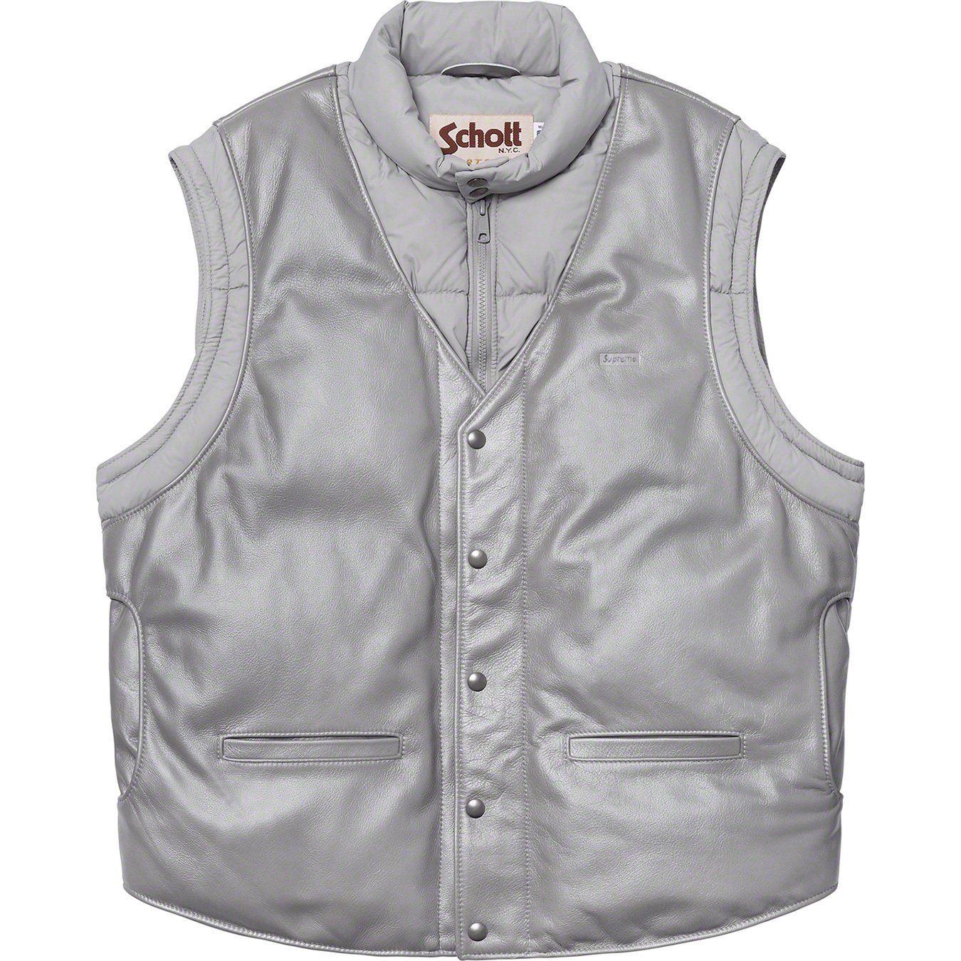Supreme®/Schott® Down Leather Vest Puffy Jacket - Supreme Community