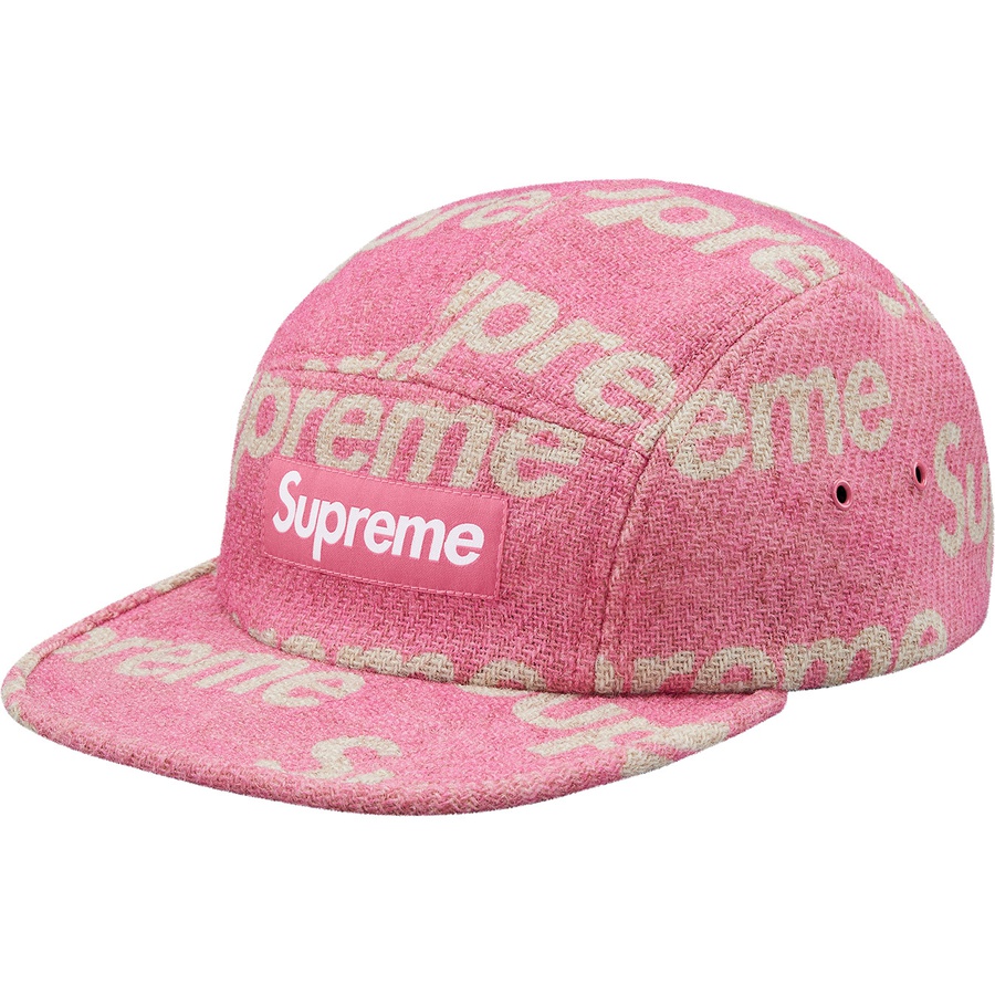 Details on Harris Tweed Camp Cap Pink from fall winter 2018 (Price is $54)