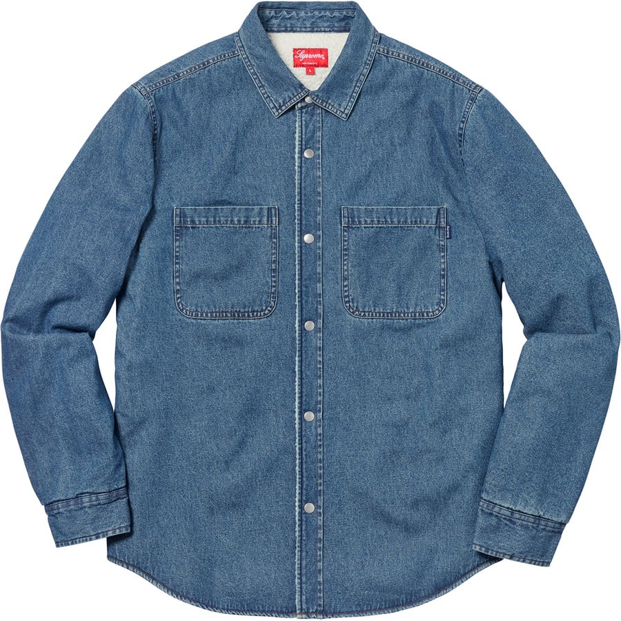 Sherpa Lined Denim Shirt Red