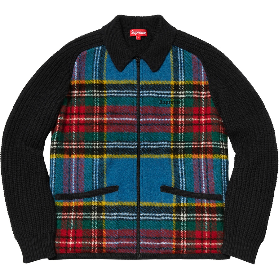 Supreme Plaid Front Zip Sweater (FW18) - Black - $198