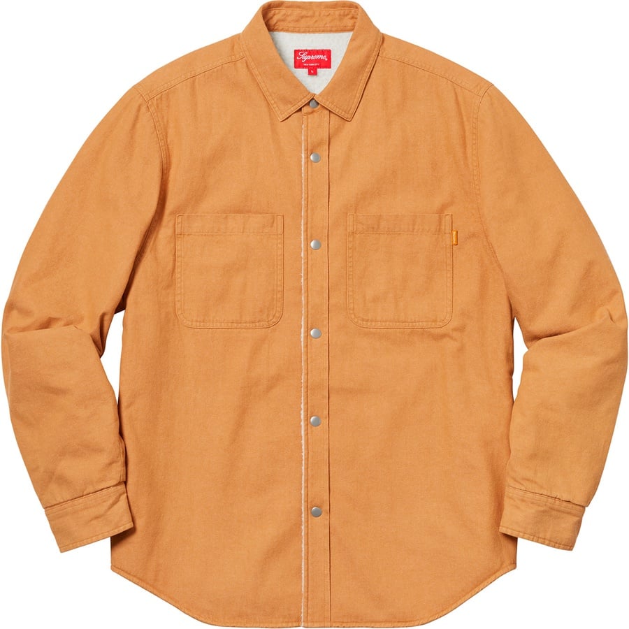 Details on Sherpa Lined Denim Shirt Gold from fall winter 2018 (Price is $138)