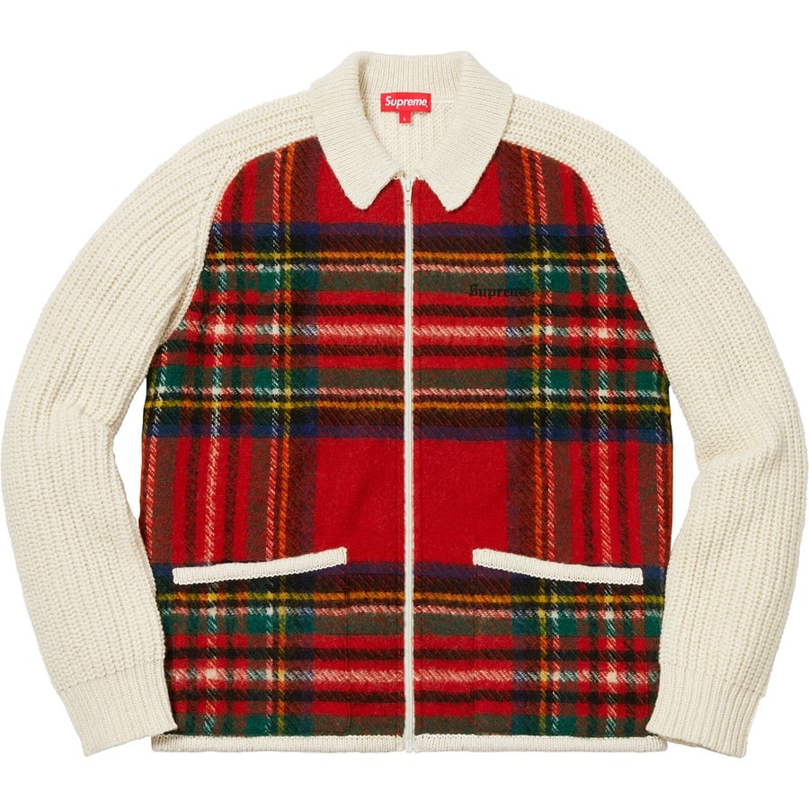 Details on Plaid Front Zip Sweater Off-White from fall winter
                                                    2018 (Price is $198)