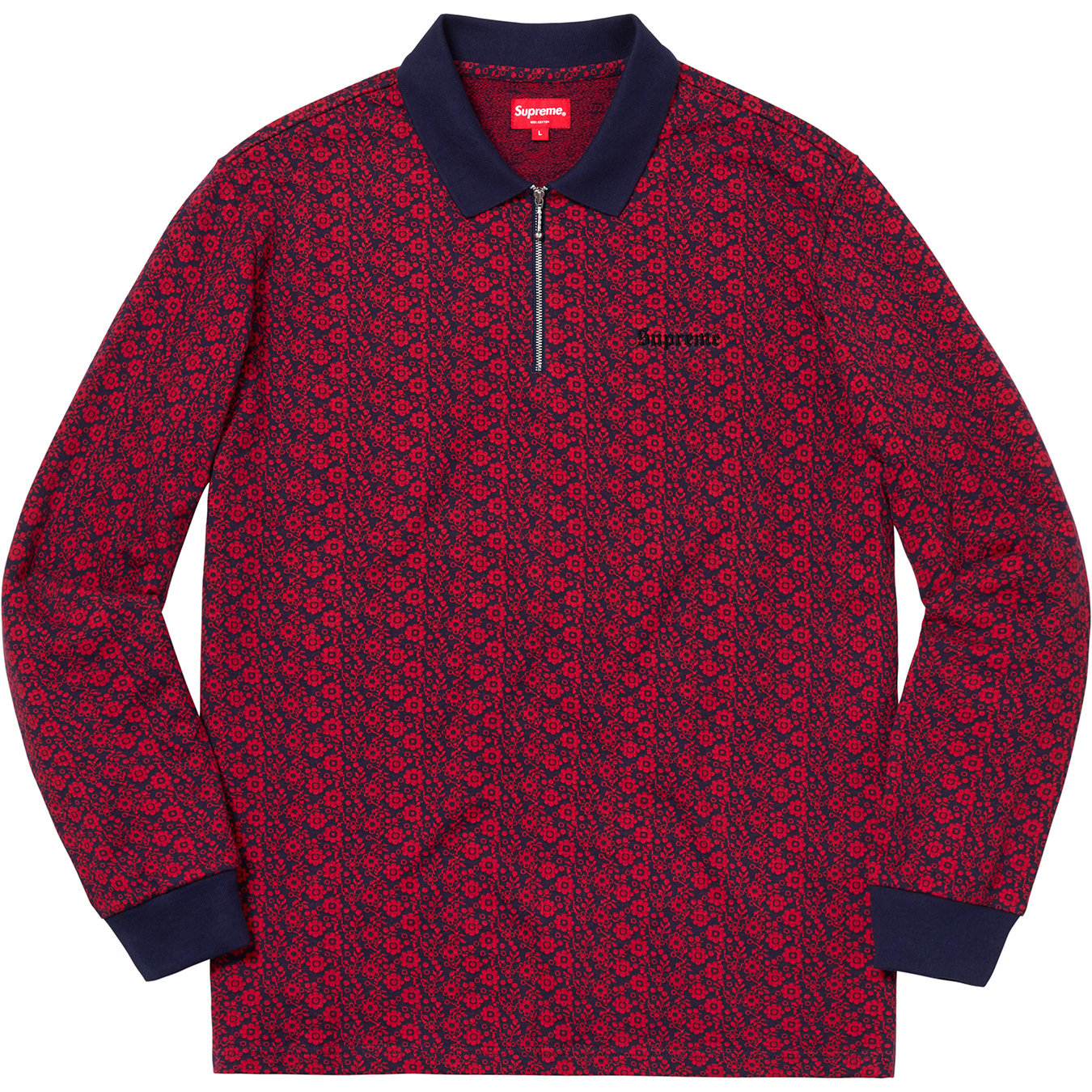 Floral Jacquard Zip L S Polo - fall winter 2018 - Supreme