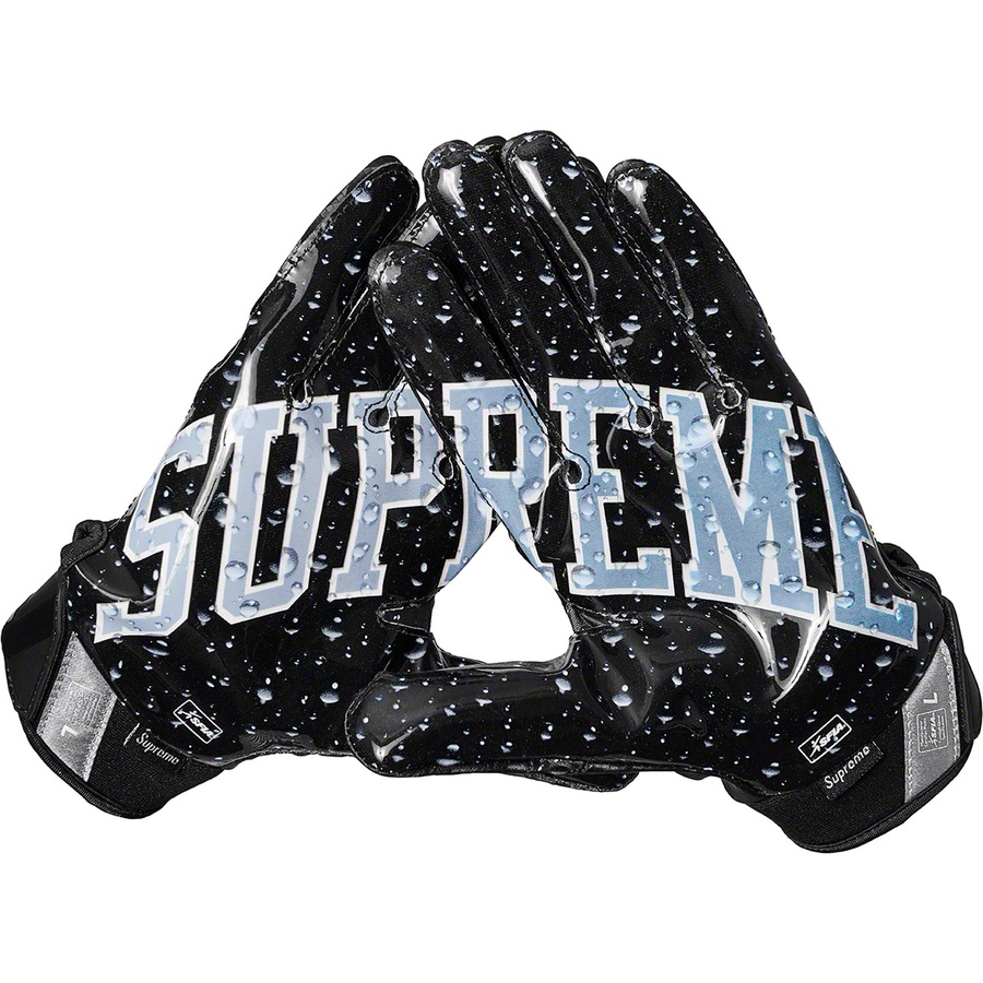 Details on Supreme Nike Vapor Jet 4.0 Football Gloves Black from fall winter 2018 (Price is $60)