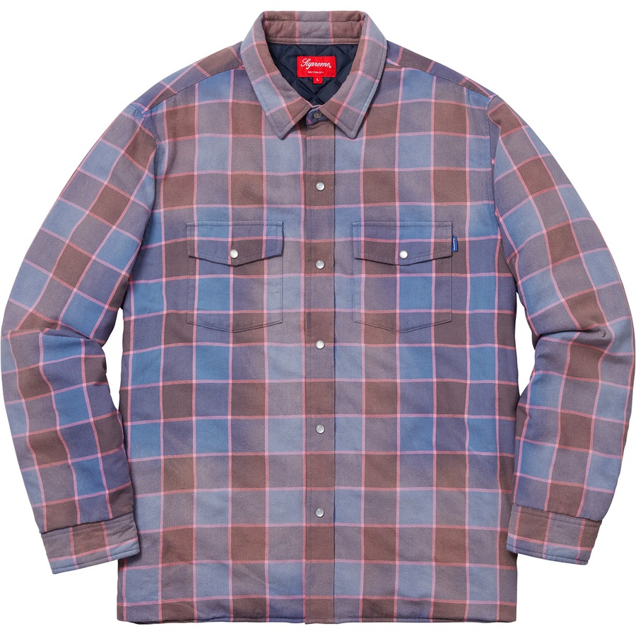 Details on Quilted Faded Plaid Shirt Dusty Blue from fall winter 2018 (Price is $138)