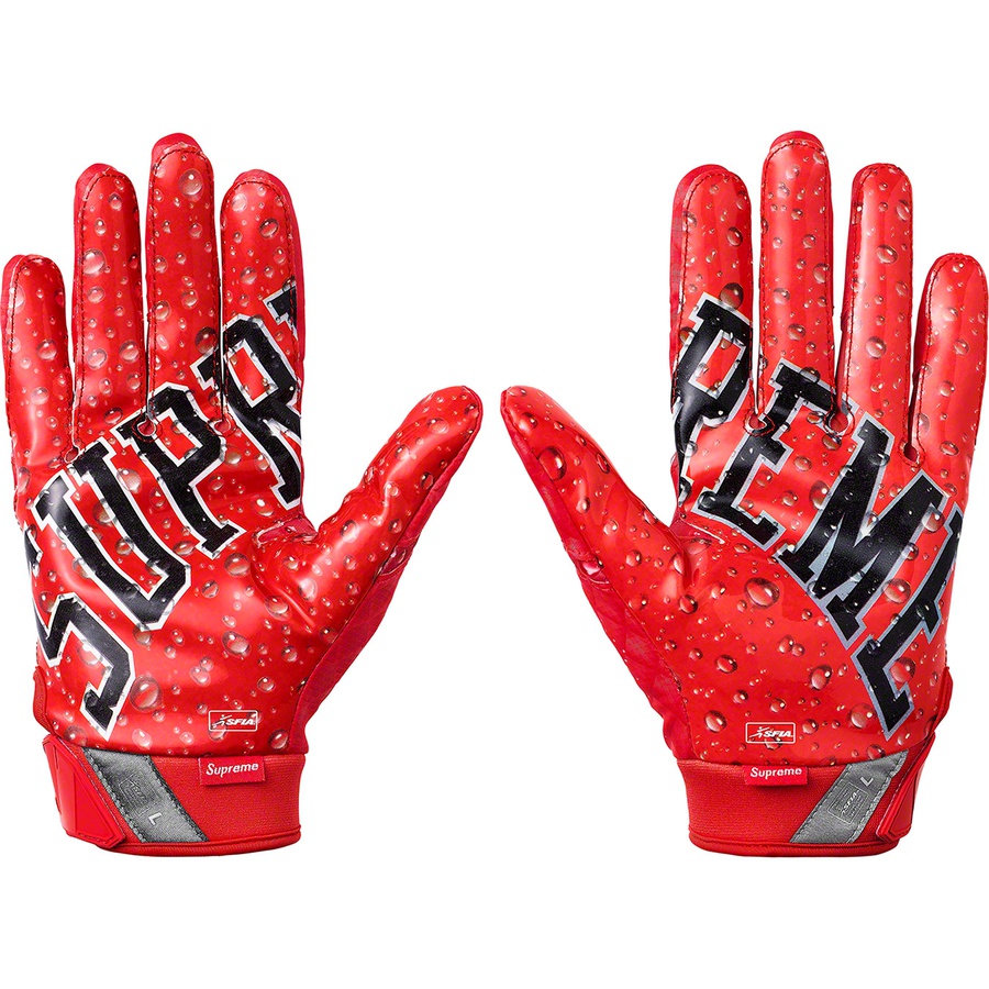 Details on Supreme Nike Vapor Jet 4.0 Football Gloves Red from fall winter 2018 (Price is $60)