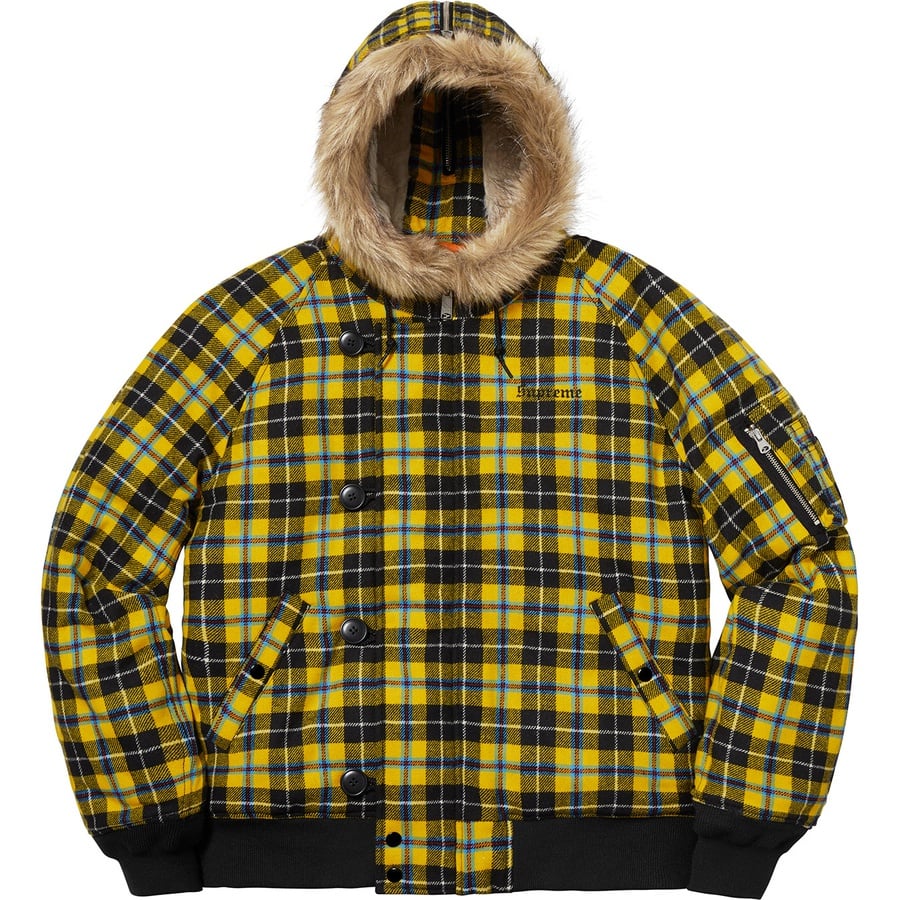 Details on Wool N-2B Jacket Yellow Plaid from fall winter 2018 (Price is $398)