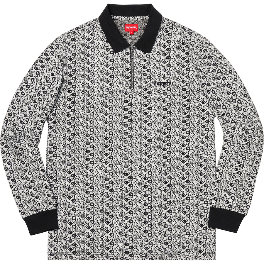 Supreme Floral Jacquard Zip L S Polo (FW18) - Black - $110